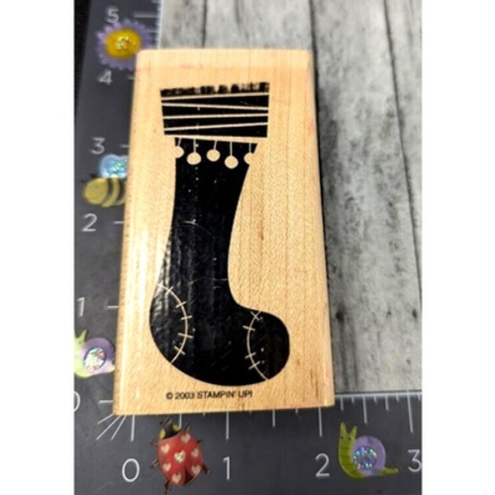 Stampin' Up! Etched Sock Stocking Christmas 2003 Rubber Stamp Wood #A87